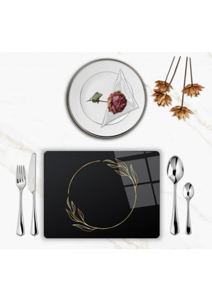Özel Tasarım Cam Baskılı Gold Desenler Supla Takımı 2 Adet