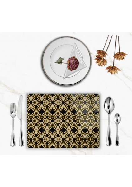Özel Tasarım Cam Baskılı Gold Desenler Supla Takımı 4 Adet