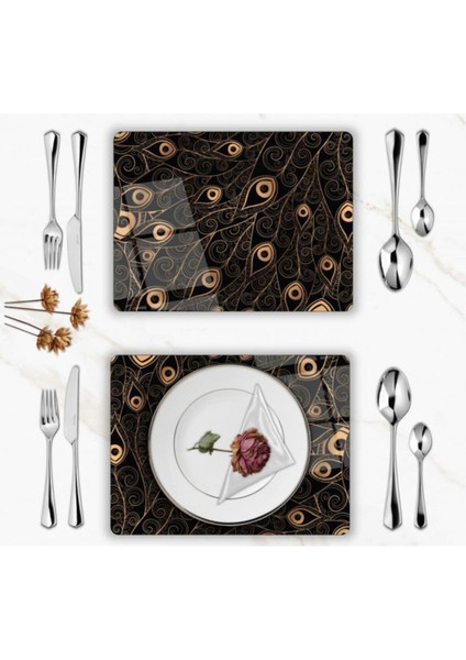 Özel Tasarım Cam Baskılı Gold Desenler Supla Takımı 4 Adet fiyatları