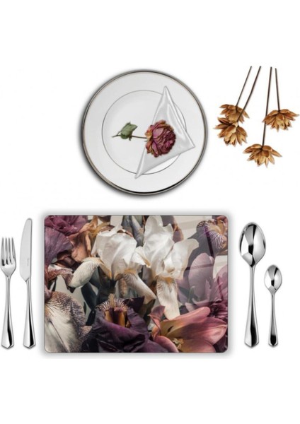 Özel Tasarım Cam Baskılı Çiçekler Supla Takımı 4 Adet