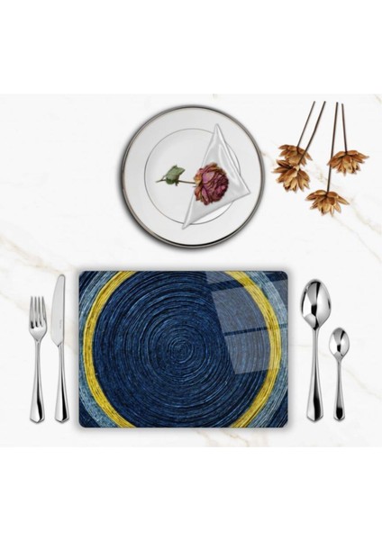 Özel Tasarım Cam Baskılı Desen Supla Takımı 4 Adet