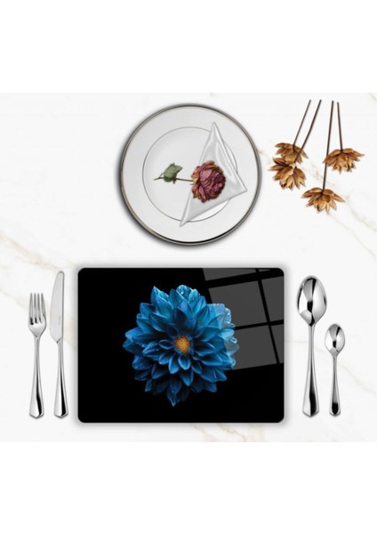 Özel Tasarım Cam Baskılı Çiçek Supla Takımı 4 Adet