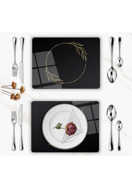 Özel Tasarım Cam Baskılı Gold Desenler Supla Takımı 4 Adet fiyatları