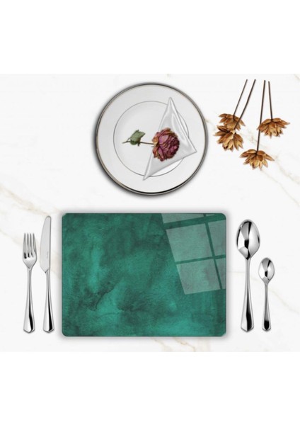 Özel Tasarım Cam Baskılı Mermer Desen Supla Takımı 4 Adet