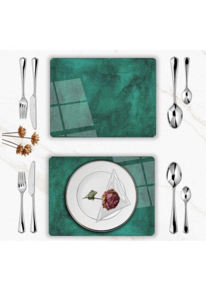 Özel Tasarım Cam Baskılı Mermer Desen Supla Takımı 4 Adet fiyatları