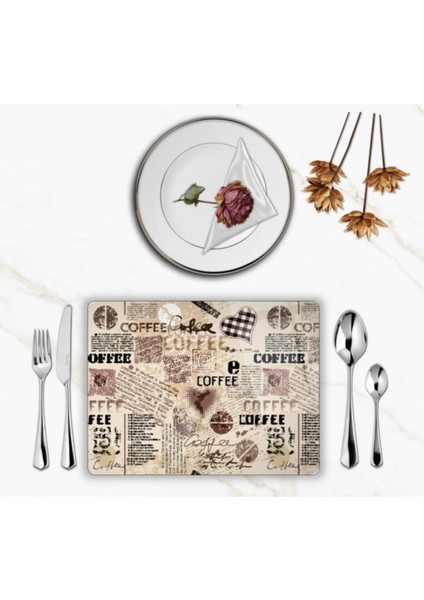 Özel Tasarım Cam Baskılı Retro Supla Takımı 4 Adet