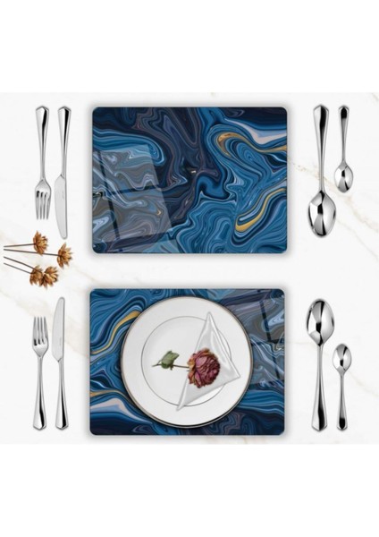 Özel Tasarım Cam Baskılı Mermer Desen Supla Takımı 4 Adet fiyatları