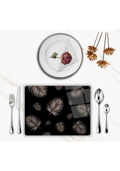 Özel Tasarım Cam Baskılı Yapraklar Supla Takımı 6 Adet