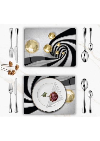 Özel Tasarım Cam Baskılı Gold Desenler Supla Takımı 6 Adet fiyatları
