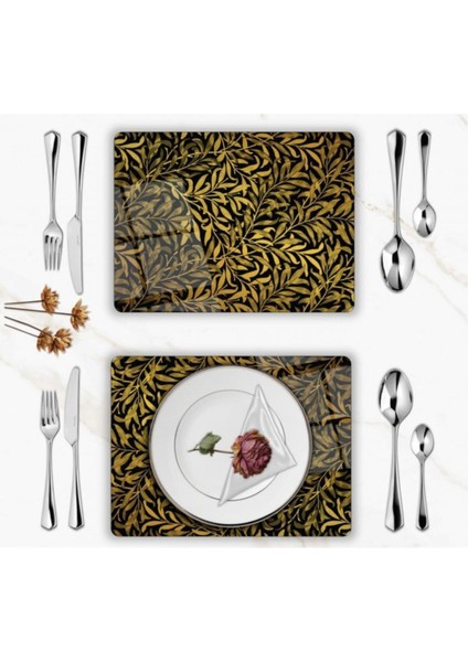 Özel Tasarım Cam Baskılı Gold Yapraklar Supla Takımı 6 Adet fiyatları