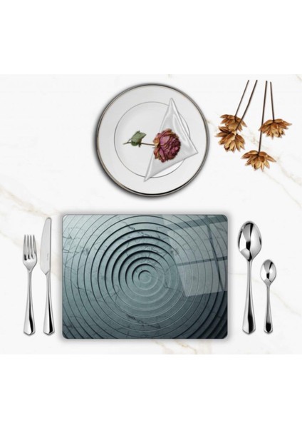 Özel Tasarım Cam Baskılı Mermer Desen Supla Takımı 6 Adet