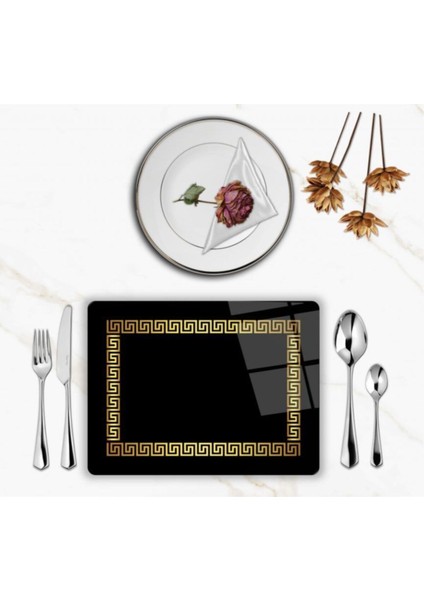 Özel Tasarım Cam Baskılı Gold Desenler Supla Takımı 6 Adet