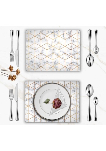 Özel Tasarım Cam Baskılı Mermer Desen Supla Takımı 6 Adet fiyatları