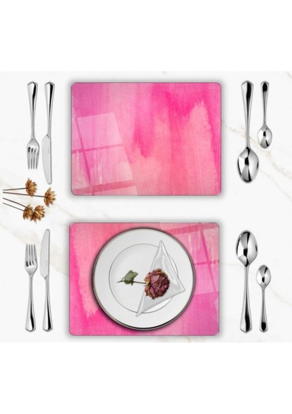 Özel Tasarım Cam Baskılı Pembe Desen Cam Supla Takımı 6 Adet fiyatları