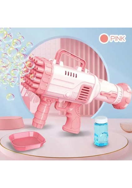Pilli Roket Atar Köpük Tabancası 32 Delikli Bazooka Bubble Machine
