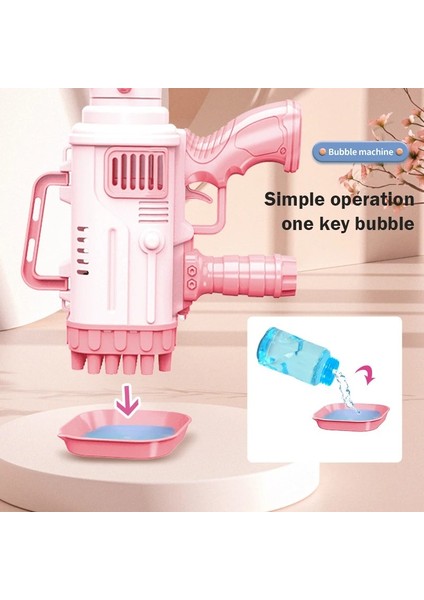 Pilli Roket Atar Köpük Tabancası 32 Delikli Bazooka Bubble Machine