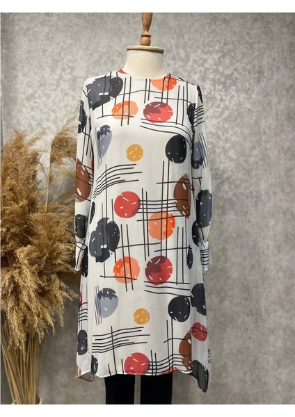 24Y9269 Tunik Şifon Çizgili Desenli - Famelin - 24Y9269 - Camel - 40