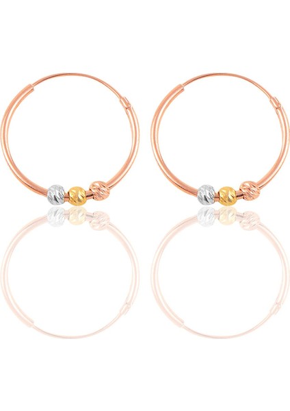 Gümüş 18 mm Renkli Doricalı Halka Küpe