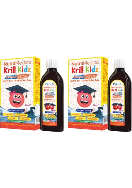 Krill Kidz Omega3 Ve Krill Yağı Içeren Takviye Edici Gıda 150ml X2 Adet