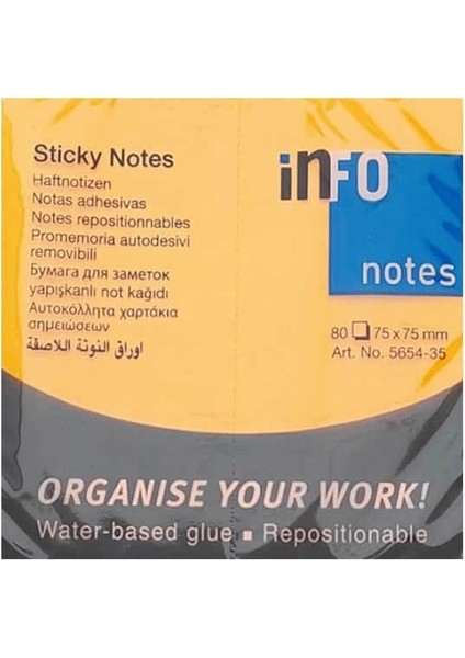 Info Notes 75X75 80 Yaprak Parlak Turuncu Not Kağıdı ( 1 Adet )