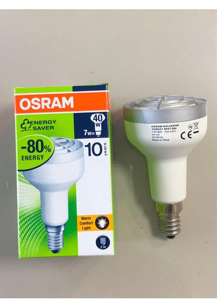 10 Adet Osram R50 Spot Ampul -7W=40W Sarı 2500 Kelvin Tasarruflu Lamba - E14 İnce Duylu