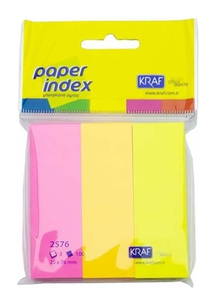 25X76 mm 3 Renk 100 Sayfa Index Not Kağıdı ( 1 Adet )
