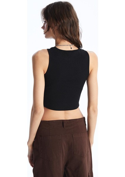 Xsıde Kadın Bisiklet Yaka Düz Crop