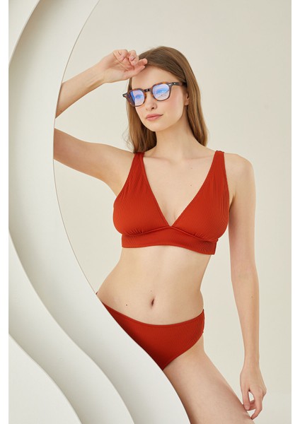 Kiremit Reps Üçgen Tek Üst Bikini fiyatları