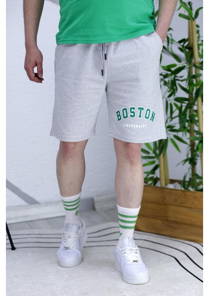 Erkek Boston Baskılı Yazlık Penye Şort