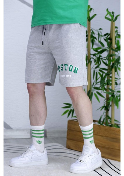 Erkek Boston Baskılı Yazlık Penye Şort