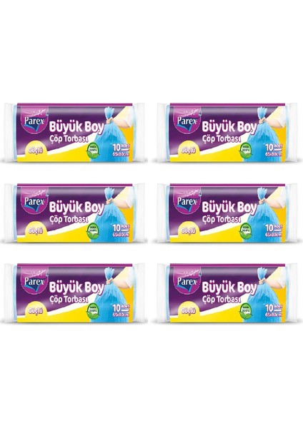 Güçlü Çöp Poşeti Büyük Boy 65 x 80 cm 10 Adet - Mavi x 6 Paket