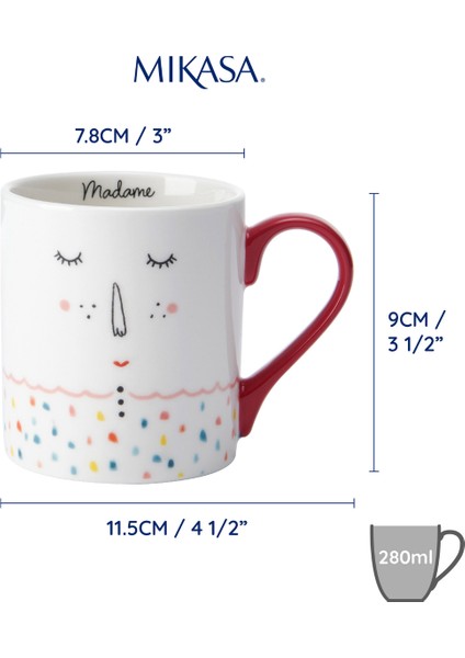 Fine China 280ML Düz Taraflı Kupa Madame