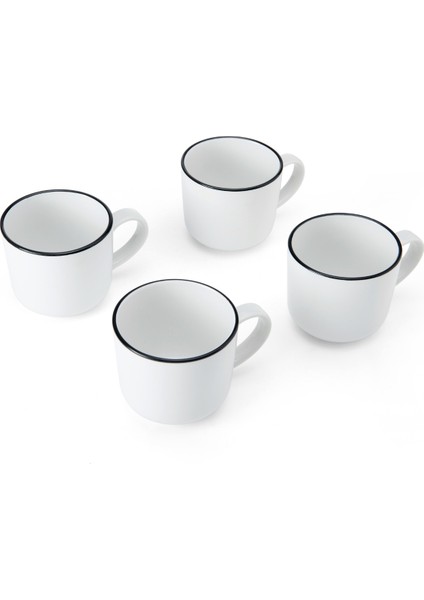 Limestone Porselen 4lü 360ML Beyaz Kupa Seti
