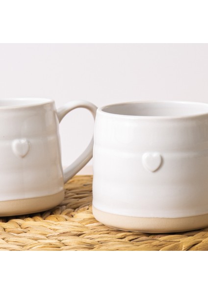 Farmhouse Heart Stoneware 2li 380ML Beyaz Kupalar modelleri