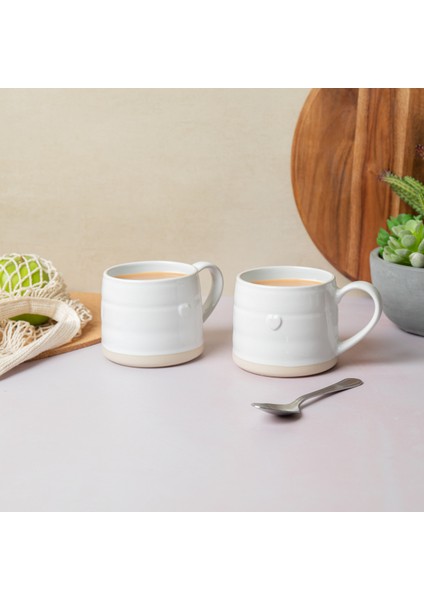 Farmhouse Heart Stoneware 2li 380ML Beyaz Kupalar fırsatları