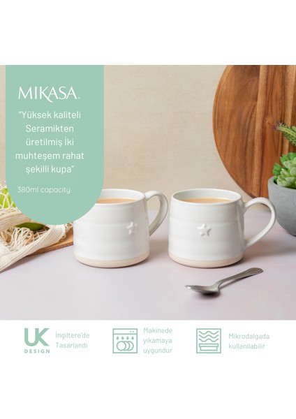 Farmhouse Star Stoneware 2li 380ML Beyaz Kupalar modelleri