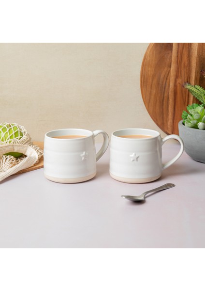 Farmhouse Star Stoneware 2li 380ML Beyaz Kupalar fırsatları
