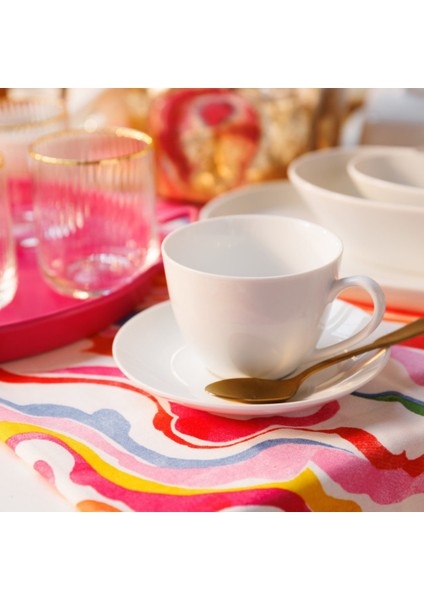 Chalk Porselen 2li 220ML Çay Bardağı ve Tabağı Seti