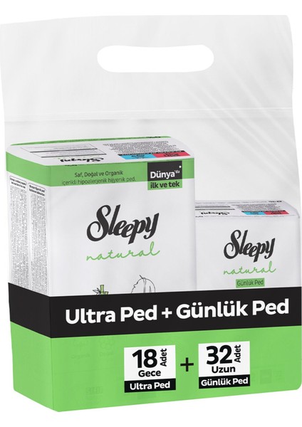 Natural Ultra Ped Gece 18 Adet + Uzun Günlük Ped 32 Adet