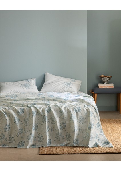 Berne Tek Kişilik Pamuklu Ecocell Baskılı Pike Takımı - Mint Yeşili