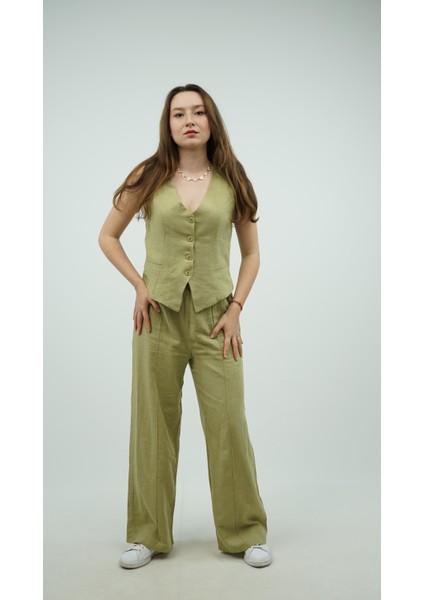 Pantolon Yelek Keten Takım