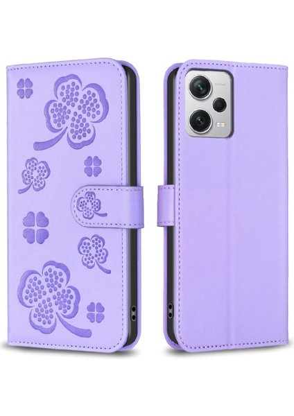 Xiaomi Redmi Not 12 Için Flip Case Pro Artı Yonca Çiçek Pu Deri Kart (Yurt Dışından)