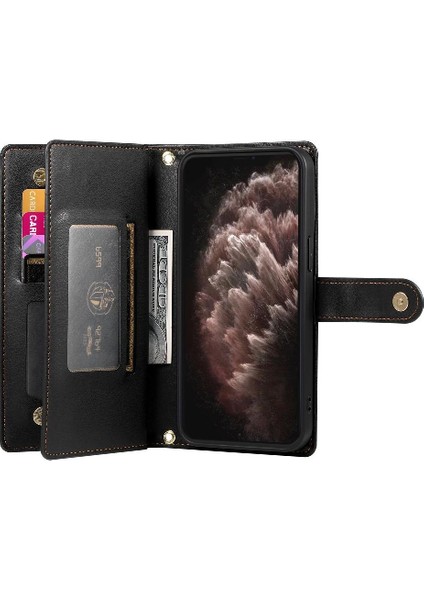 IPhone 11 Için Flip Case Pro Max Cüzdan Bölmesi Kickstand Bilek Kayışı (Yurt Dışından) modelleri