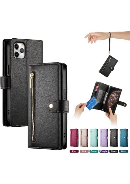 IPhone 11 Için Flip Case Pro Max Cüzdan Bölmesi Kickstand Bilek Kayışı (Yurt Dışından) fırsatları