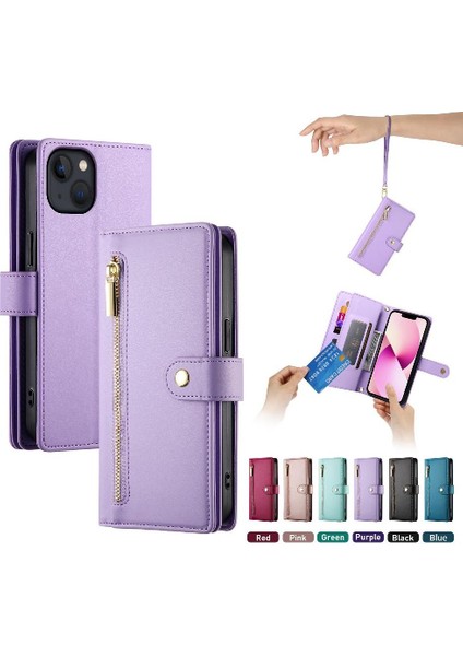 IPhone 13 Bilek Kayışı Kickstand Çok Fonksiyonlu Kart Yuvaları Için Flip Case (Yurt Dışından) modelleri