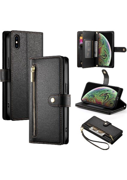 IPhone Xs Max Bilek Kayışı Cüzdan Bölmesi Çok Fonksiyonlu Flip Case (Yurt Dışından)