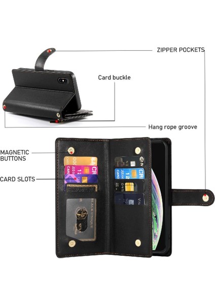 IPhone Xs Max Bilek Kayışı Cüzdan Bölmesi Çok Fonksiyonlu Flip Case (Yurt Dışından) indirimleri