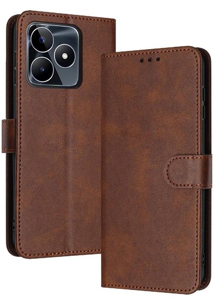 Kart Yuvası Saf Renk ile Realme C51 4g Pu Deri Için Flip Case (Yurt Dışından)