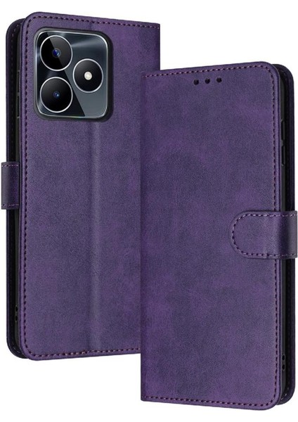 Kart Yuvası Saf Renk ile Realme C51 4g Pu Deri Için Flip Case (Yurt Dışından)