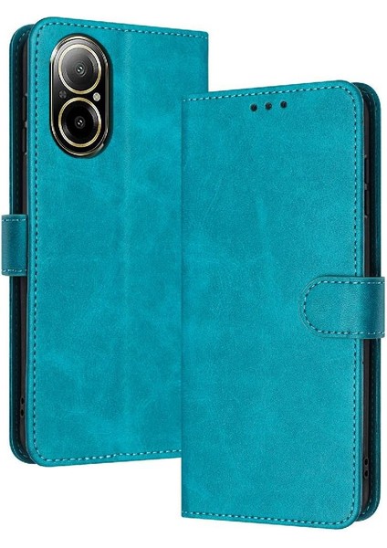 Kart Yuvası Pu ile Toka Saf Renk ile Realme C67 4g Için Flip Case (Yurt Dışından)